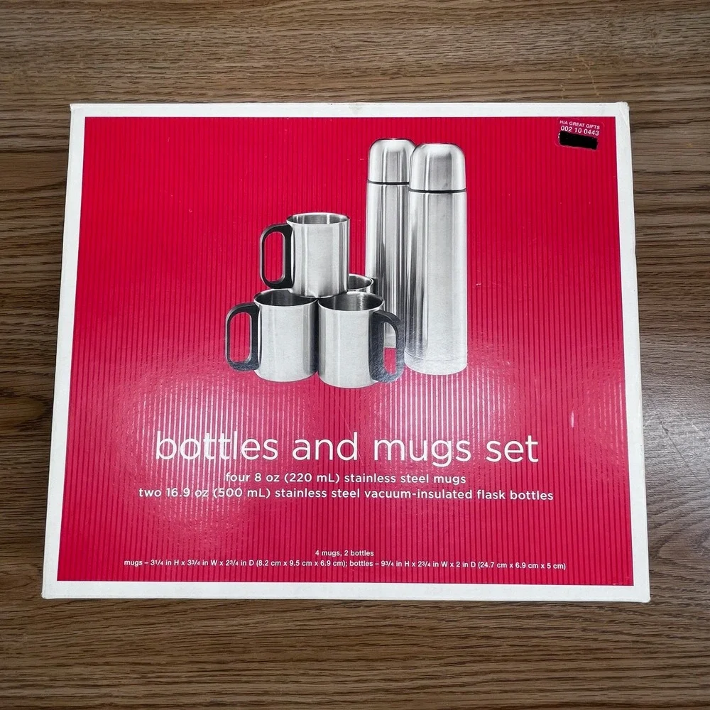 Target Unisex Bottles and Mugs Set Stainless Steel 6 Piece Camping Travel Silver